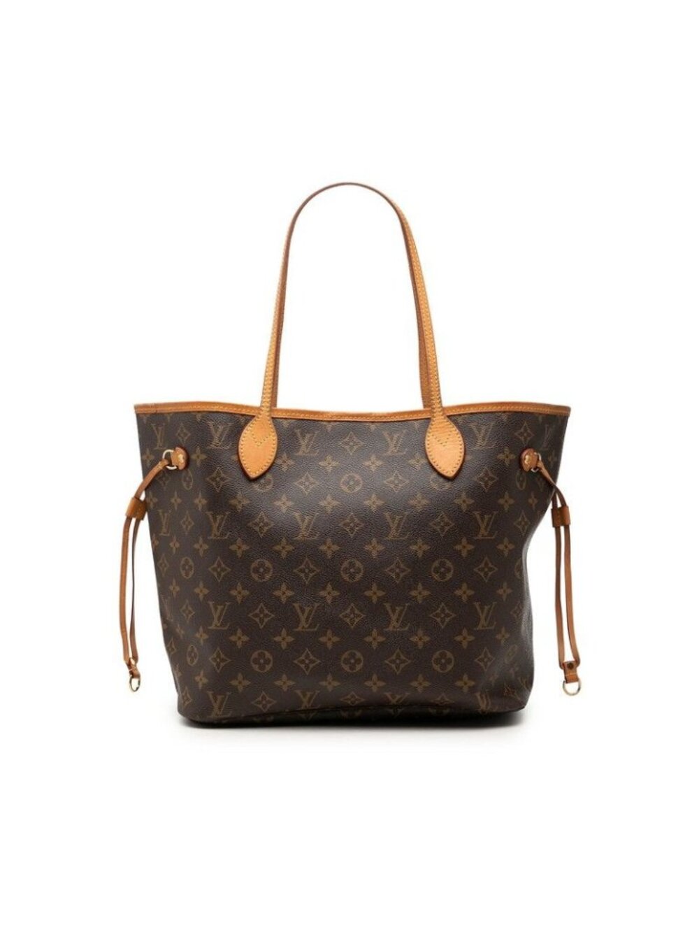 Louis Vuitton Monogram Neverfull MM Tote Shoulder Bag Brown Leather